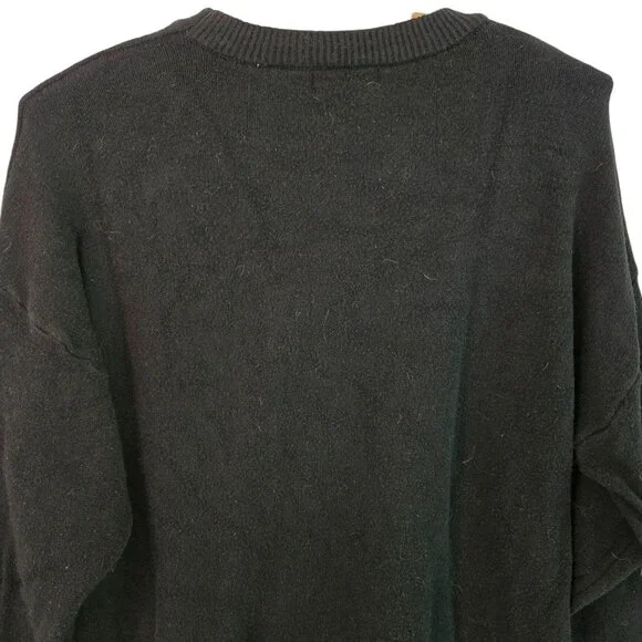 Tahari Woman Black Ribbed Hem High-Low Sweater Crew Neck Large - Picture 4 of 9
